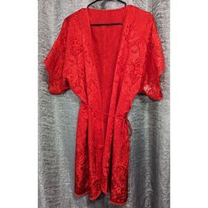 Deera Vintage Robe‎ Women's Medium Red With Tie